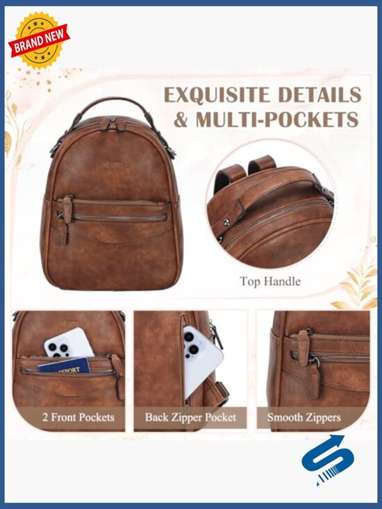 Mini Backpack Purse Convertible Leather Handbag Travel Daypack 3 Ways